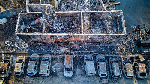 The ruins left from the Crevedia explosion (Romania).