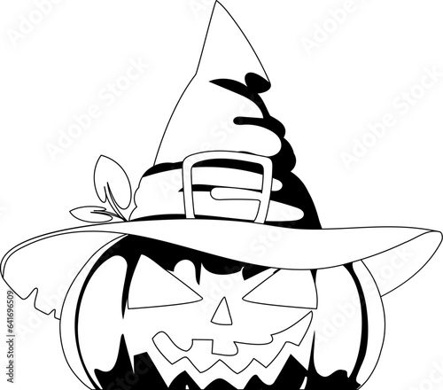 This is the symbol or drawing that stands for Halloween. A really big pumpkin with a really frightening face.Linear style.