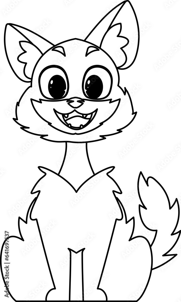 Obraz premium There is an adorable cat with a silly face just sitting.Linear style.