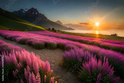 lavender field at sunrise