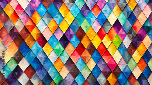 A seamless mosaic of multicolored rhombuses, each telling its own abstract tale