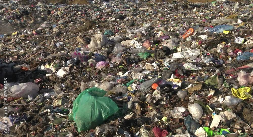 Mountain Of Garbage Waste Plastic Bottles Packages Of Rotting Food