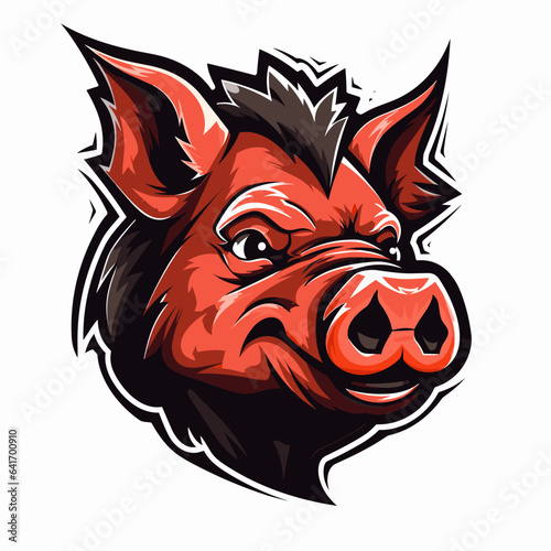 Esport vector logo pig on white background side view, pig icon, pig sticker, pig head, boar