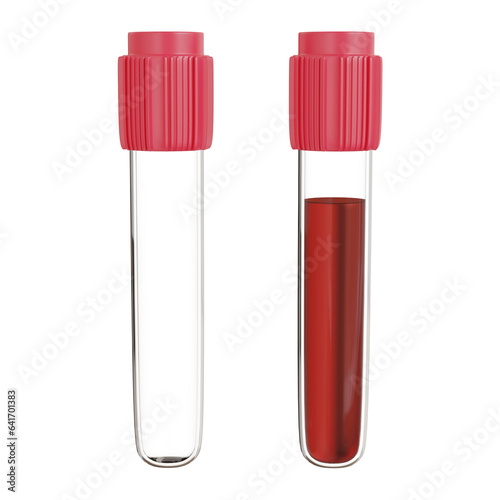 3D Rendering Blood test two object transparent