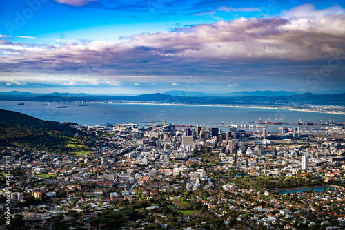 View of Cape Town from Kloof Corner hike at sunset in Cape Town, western Cape, South Africa