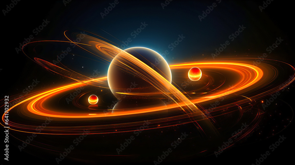 Shimmering rings of Saturn, constructed from delicate graphic ellipses