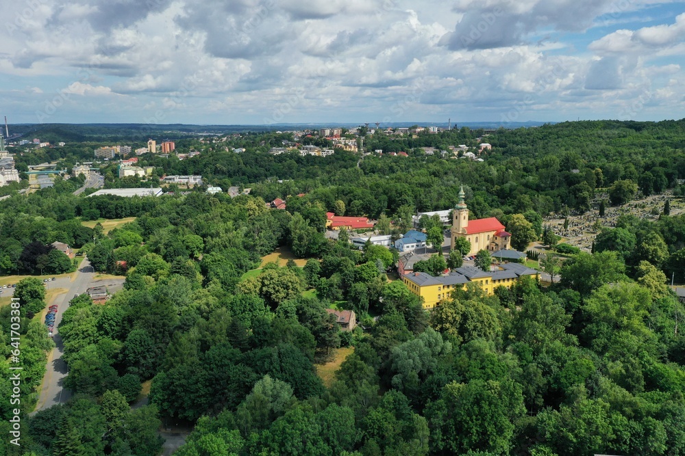 Soaring above the spires of the ancient Silesian Ostrava Castle in Czechia Soaring above the spires of the ancient Silesian Ostrava Castle in Czechia