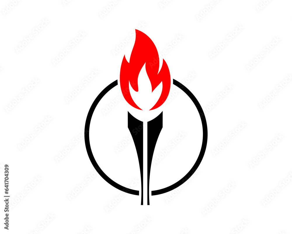 Torch and pen inside the circle vector Torch and pen inside the circle vector