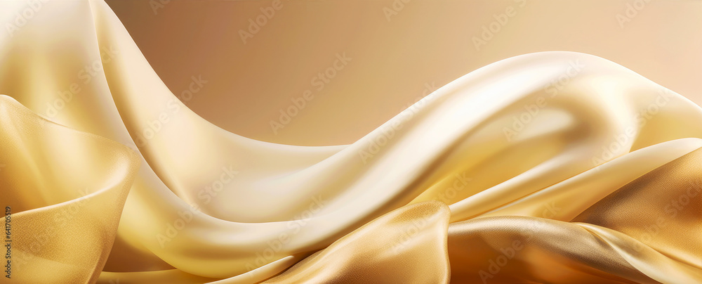 Fototapeta premium Abstract gold silk texture background. Elegant luxury satin cloth with wave. Prestigious, award, luxurious background. .