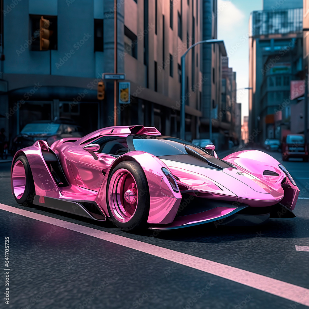 Glamour pink car on the street