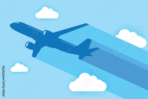 sillhouette blue plane on sky background
