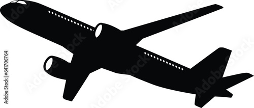 sillhouette black plane isolated on white background