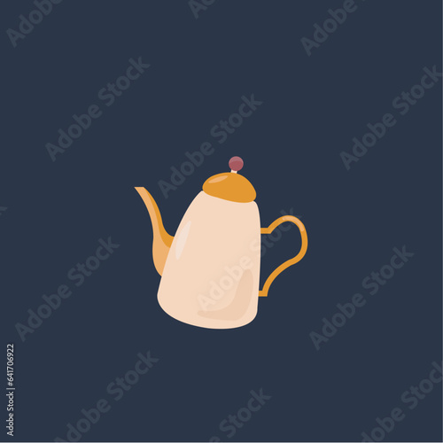 Tea time characters. Yellow teapot sticker