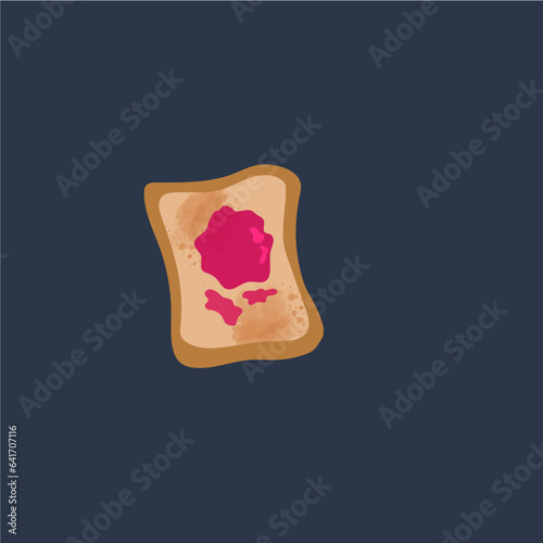 Tea time characters. Brown bread with strawberry jam sticker