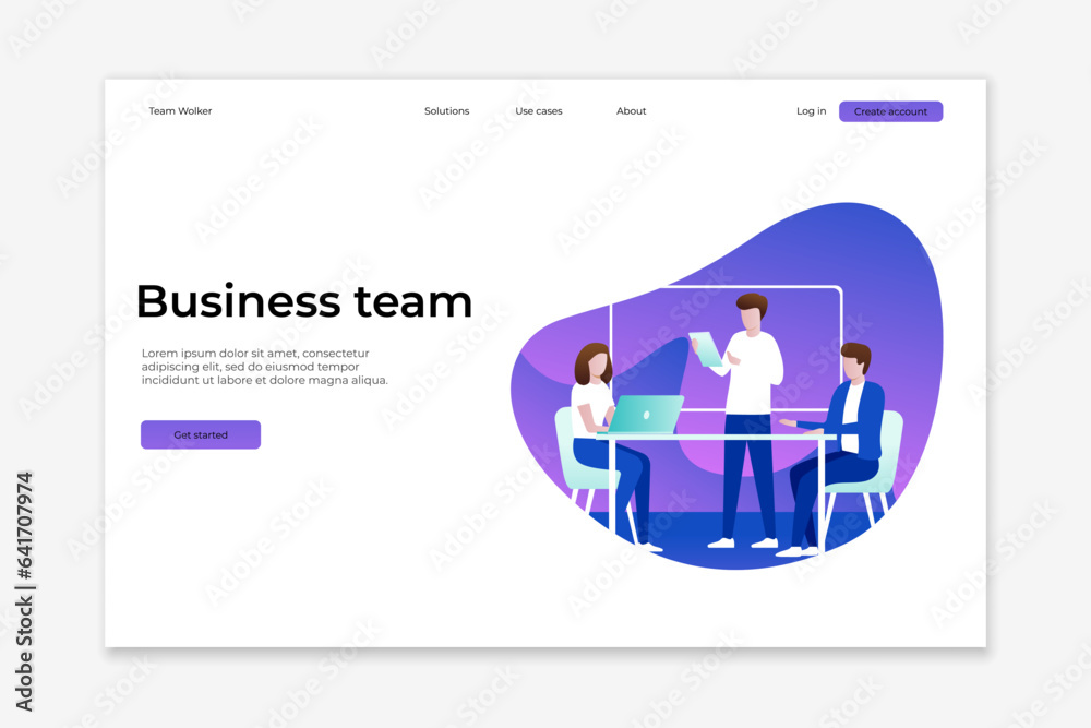 Vector layout of a business website page. Teamwork, project launch, business analytics. Vector business illustration EPS 10 Vector layout of a business website page. Teamwork, project launch, business analytics. Vector business illustration EPS 10