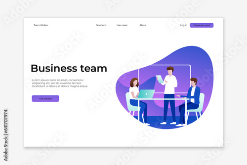 Vector layout of a business website page. Teamwork, project launch, business analytics. Vector business illustration EPS 10