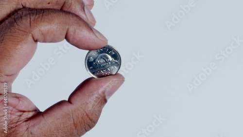 Hand Holding Canada 5 Cents Back photo
