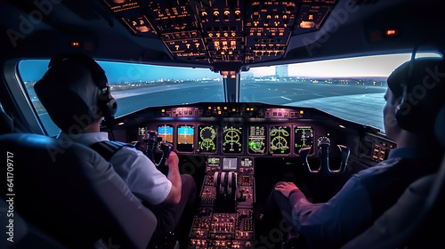 Pilots at work Airplane cockpit