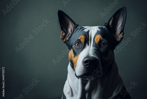 portrait of a black dog isolated with soft background.