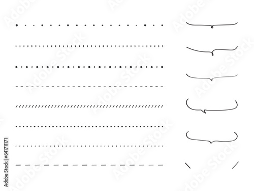 手書きのふきだし・吹き出し・飾り罫・罫線セット　あしらい　ライン素材　ベクター　Set of handwritten decorative borders and speech bubbles