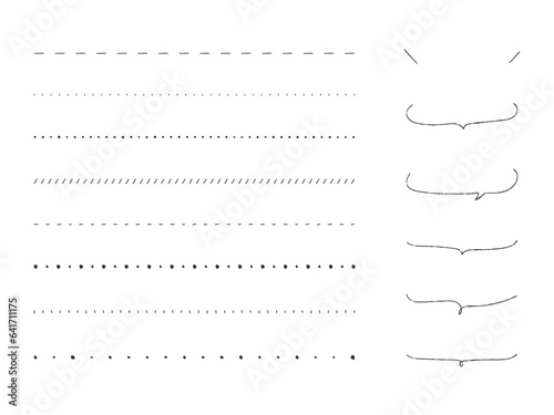 手書きのふきだし・吹き出し・飾り罫・罫線セット　あしらい　ライン素材　ベクター　Set of handwritten decorative borders and speech bubbles