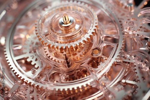 Glass Gears in Motion, engineering and motion. Mechanical harmony. © Noize