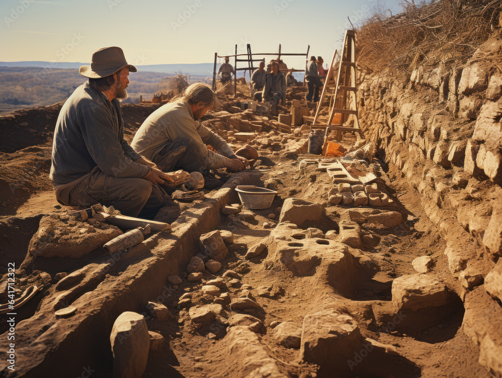 Archaeologists At Work Stock Illustration Adobe Stock