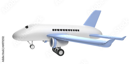 3d illustration 3d airplane landing on transparent background for travel and transportation 