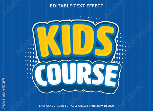 kids course text effect template design with 3d style use for business brand and logo