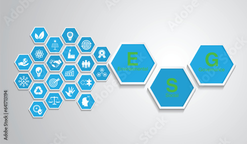 Business data visualization. Process chart. diagram with steps. ESG icon. concept of business trend. environmental, social, and governance in sustainable and ethical business