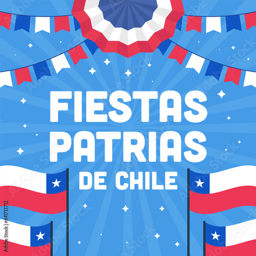 fiestas patrias de chile illustration vector design