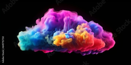 3d render, colorful neon cloud isolated on black background, Generative AI