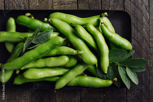 Green fava beans.