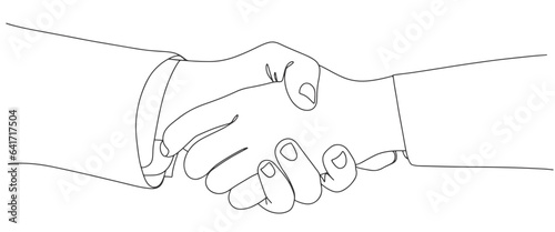 hand drawnline art of handshake. poster art print. vector illustration