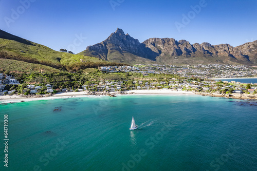 Aerial view of Clifton beach in Cape Town, Western Cape, South Africa