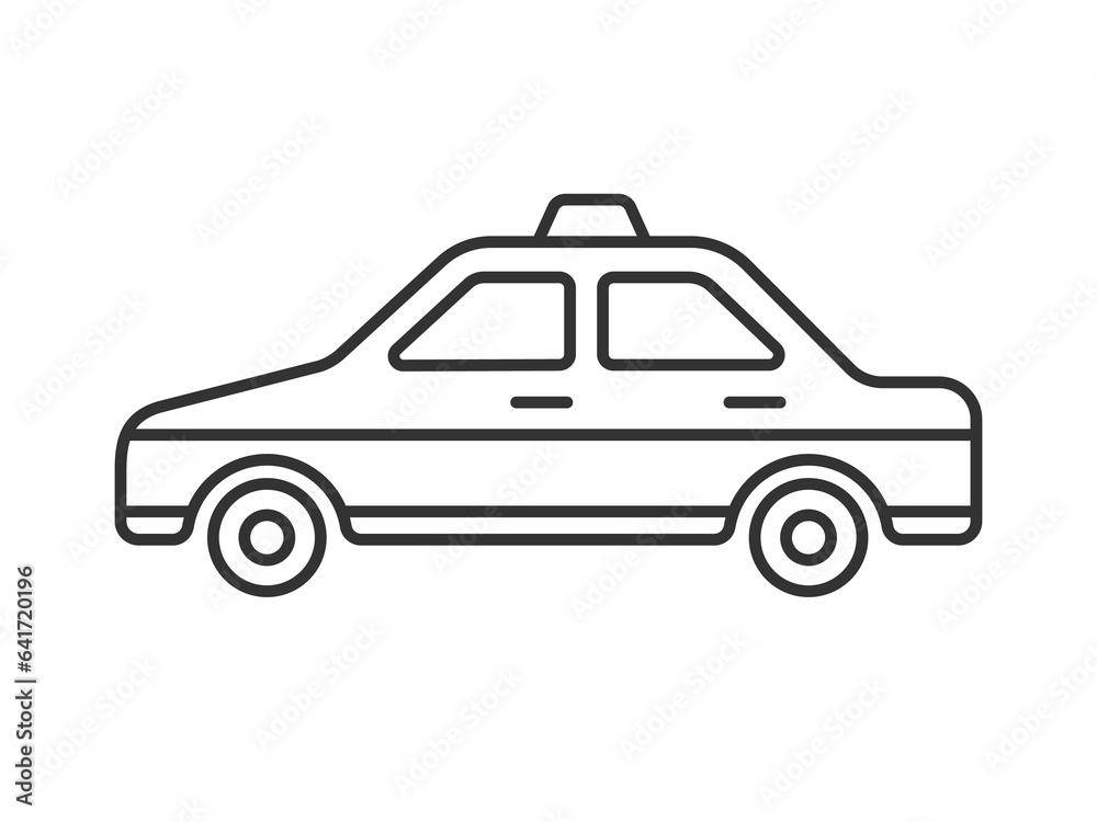 タクシーの線画のイラスト