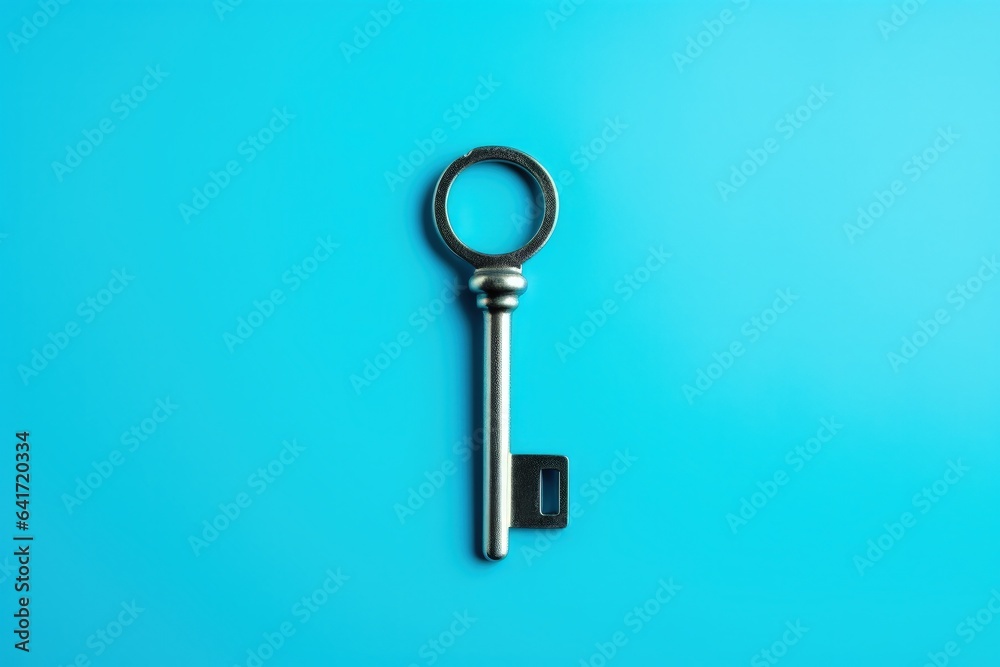 Key illustration on blue background, security and access concept. Generative AI Key illustration on blue background, security and access concept. Generative AI