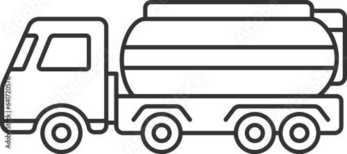 タンクローリー車の線画のイラスト