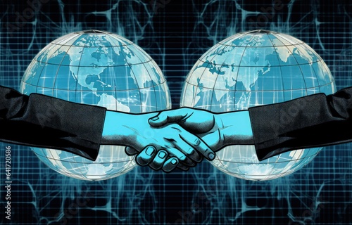 Business man holding hands. Generative AI