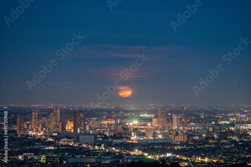 2023 super blue moon night city