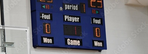 Blue Scoreboard on a Gym Wall