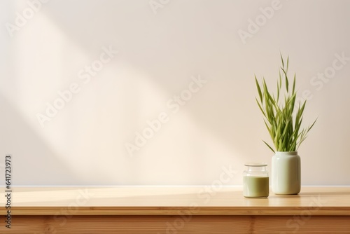 Minimal cozy counter mockup design for product presentation generative ai © Gilang