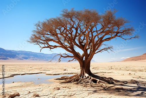 A tree on the outdoor deserted and dry land