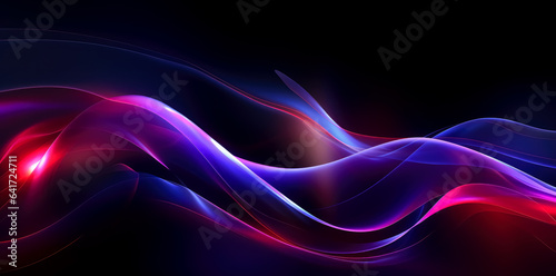 Abstract background with purple and blue wavy motion  color waves background on black. 