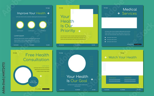 Medical healthcare service social media post template design. Hospital, doctor, clinic and dentist health business promotion flyer poster.
