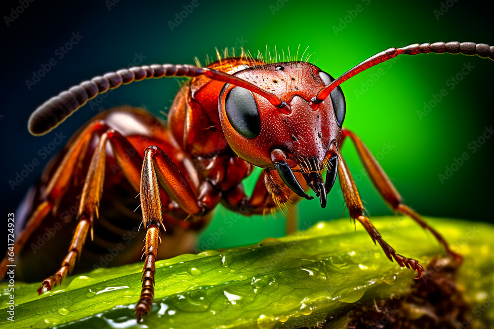 Fototapeta premium Ai generated image of ant with macro view