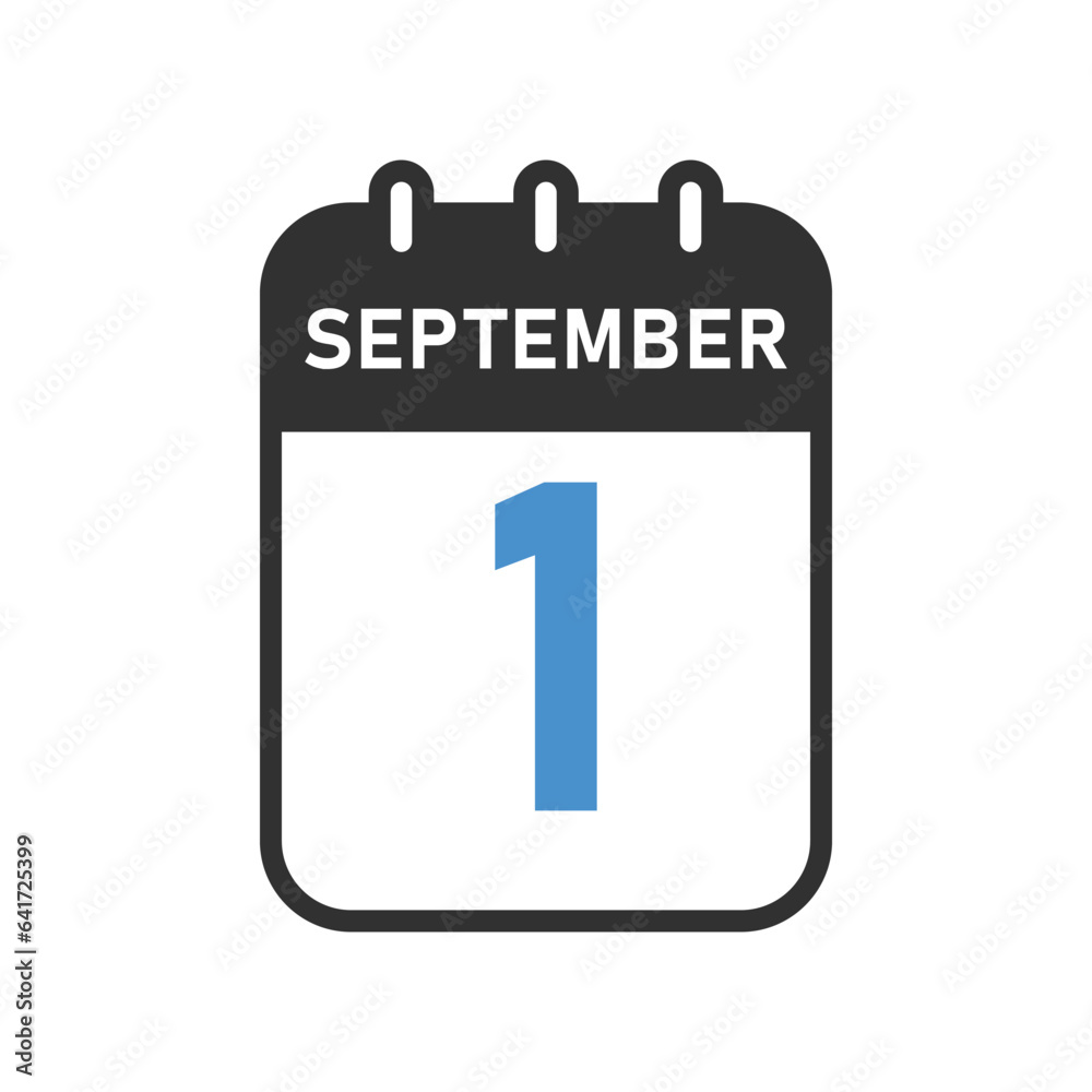 1 September calendar icon vector om trendy design