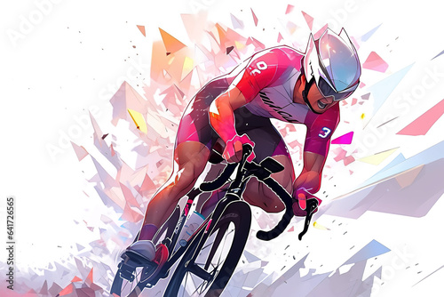 Athletes ride hard against colorful background