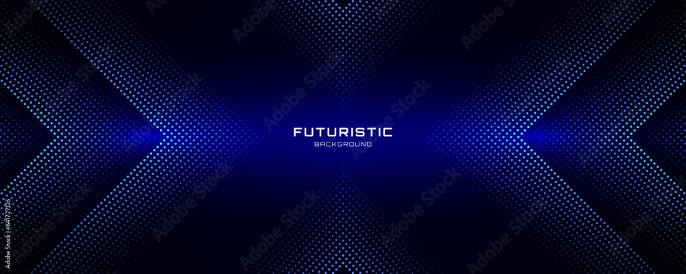 3D blue techno abstract background overlap layer on dark space with glowing dots shape decoration. Modern graphic design element dotted line style concept for banners, flyer, card, or brochure cover
