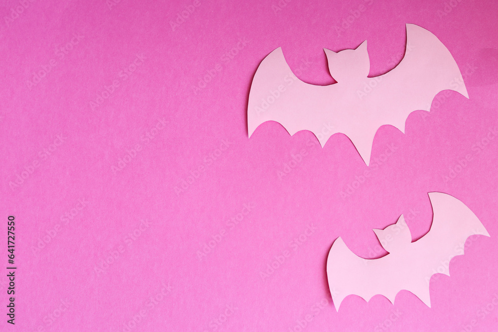 pastel pink bats on a pink paper background halloween concept pastel pink bats on a pink paper background halloween concept